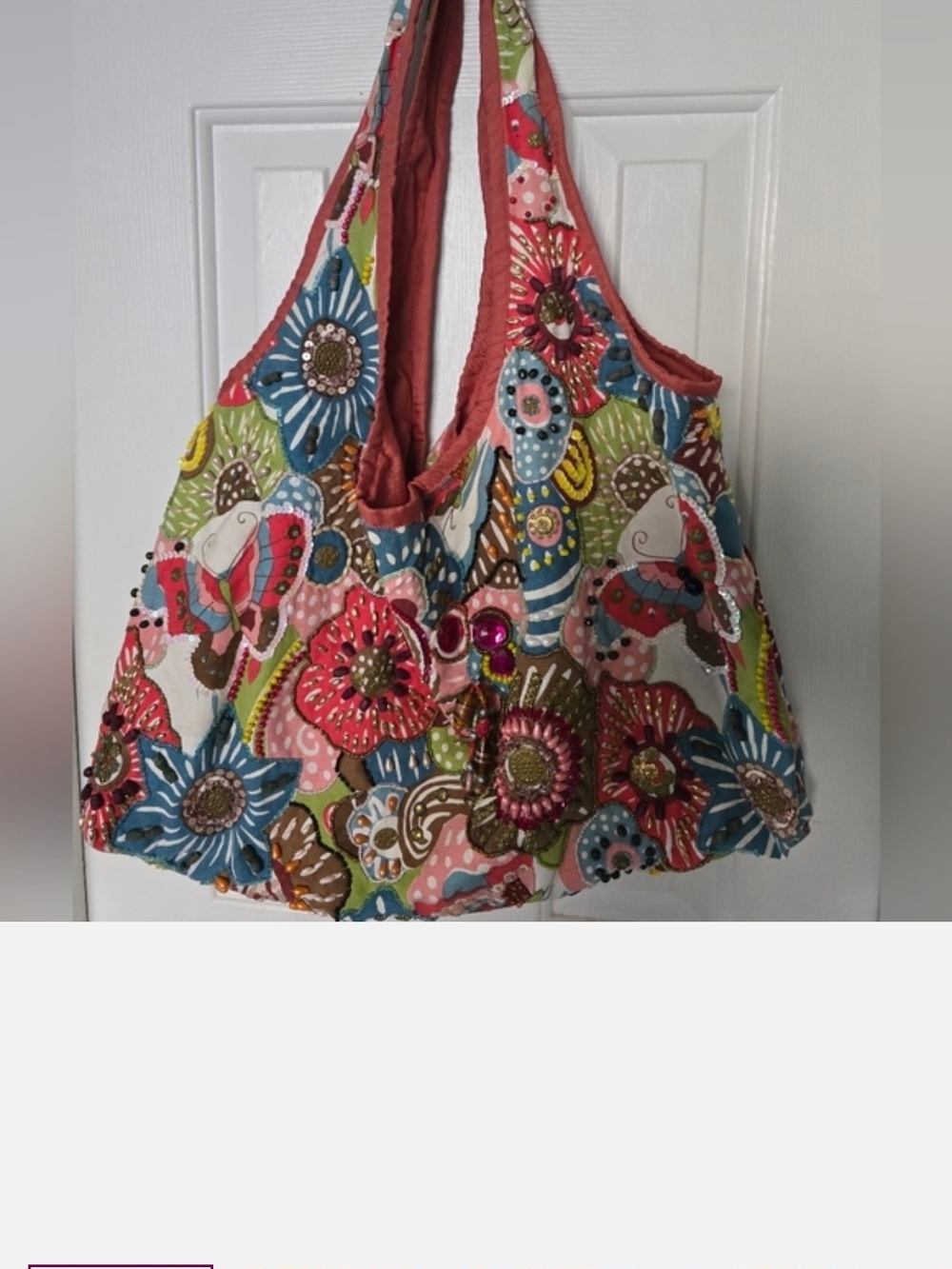 Boho Floral Patchwork Tote Bag in Multicolor - Casual Women's Shoulder Bag